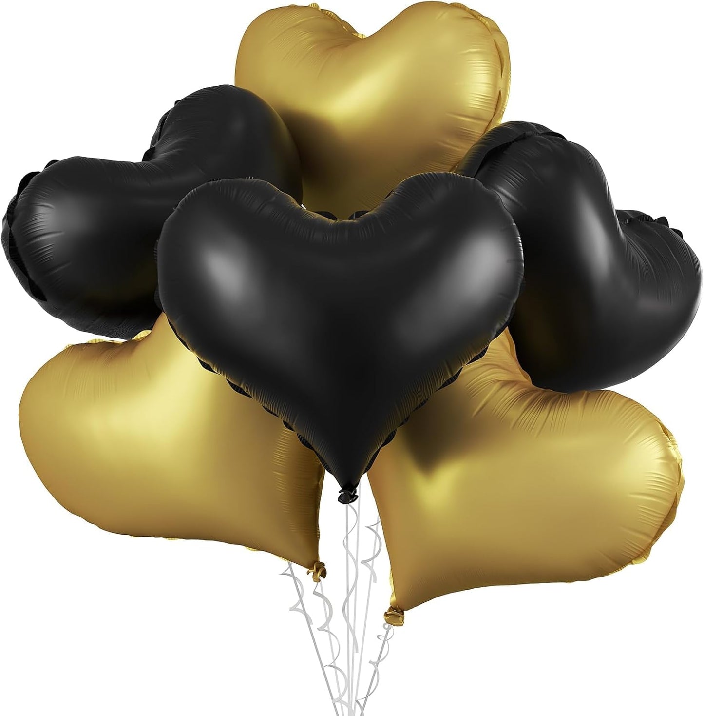 Black Gold Heart Balloons,24Inch Large Gold Black Heart Foil Balloons for Valentine's Day Birthday Wedding Baby Shower Anniversary Decorations