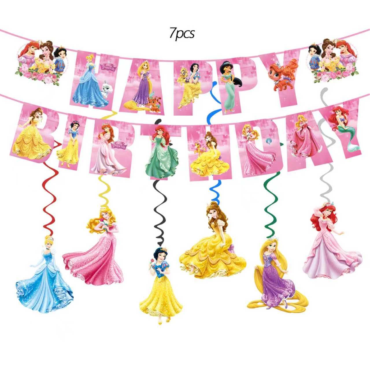 88PCS Disne Princess Birthday Decorations:40 Plates (9 inch + 7 inch), 20 Napkins, 20 Cups, 1