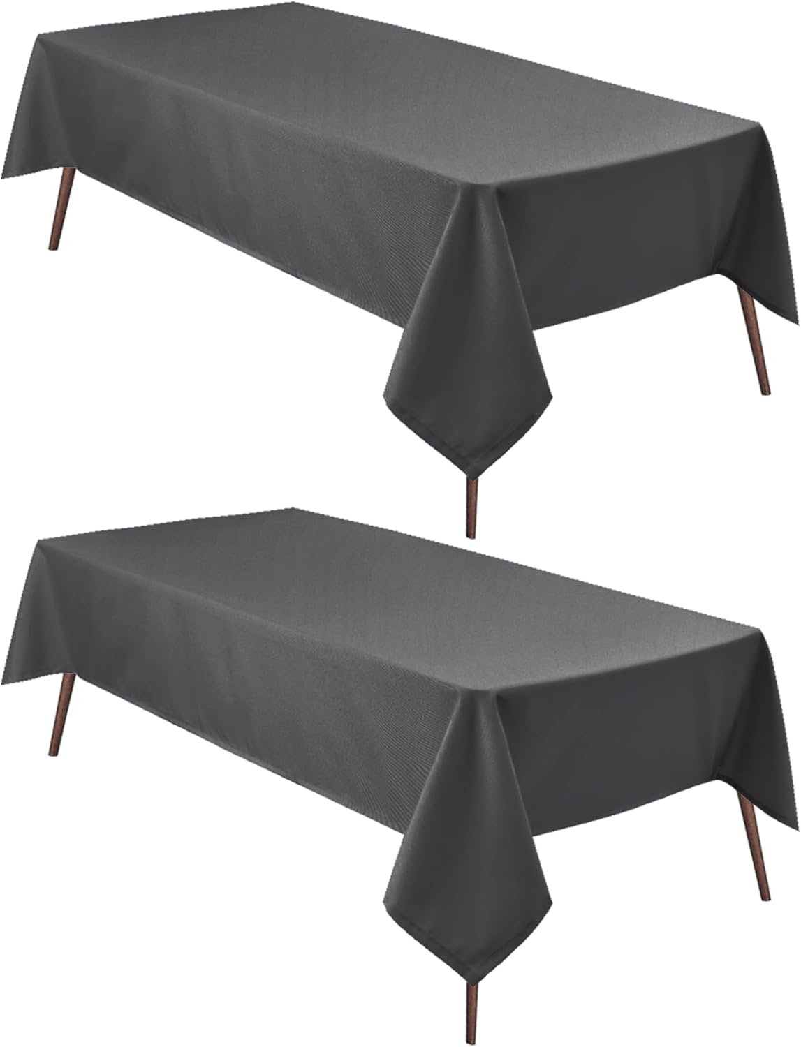 Hiasan 2 Pieces Rectangle Tablecloth - Waterproof and Spillproof Dining Room Washable Polyester Table Cloth for Dining Room, 60 x 102 Inch, Grey