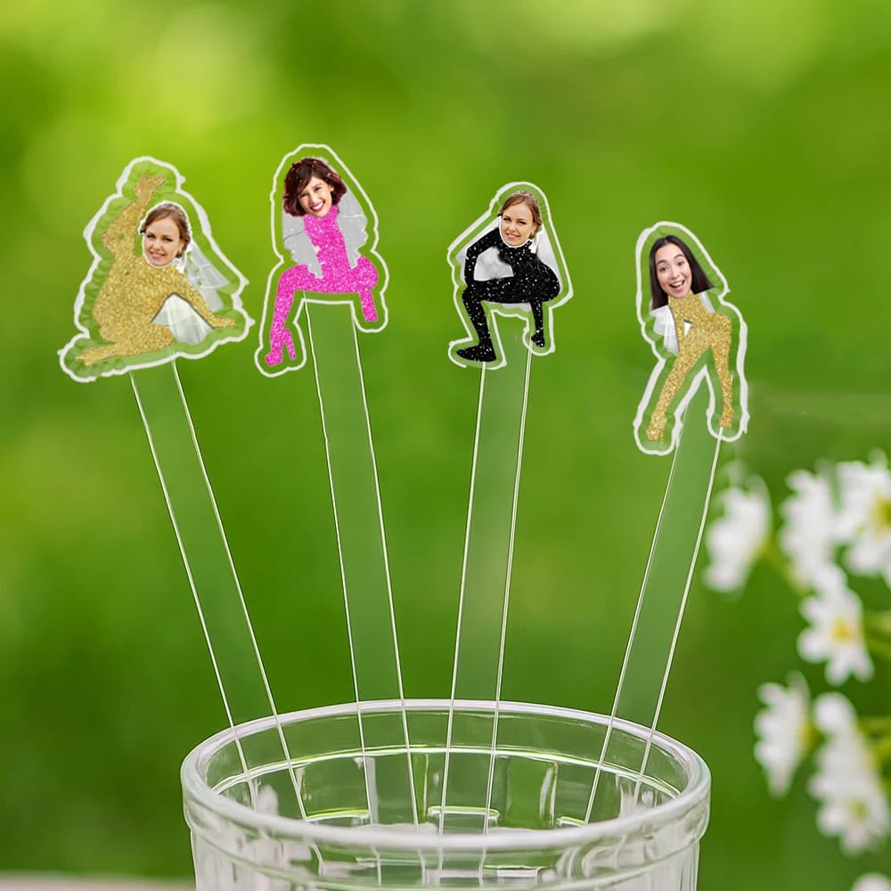 Personalized 50 Pcs Double-Sided Wedding Stir Stick, Custom Bride Face Dancers Stir Stick, Acrylic Cocktail Stirrers, Wedding Drink Stirrers,Bridal Shower Gifts, Bachelorette Party Gifts