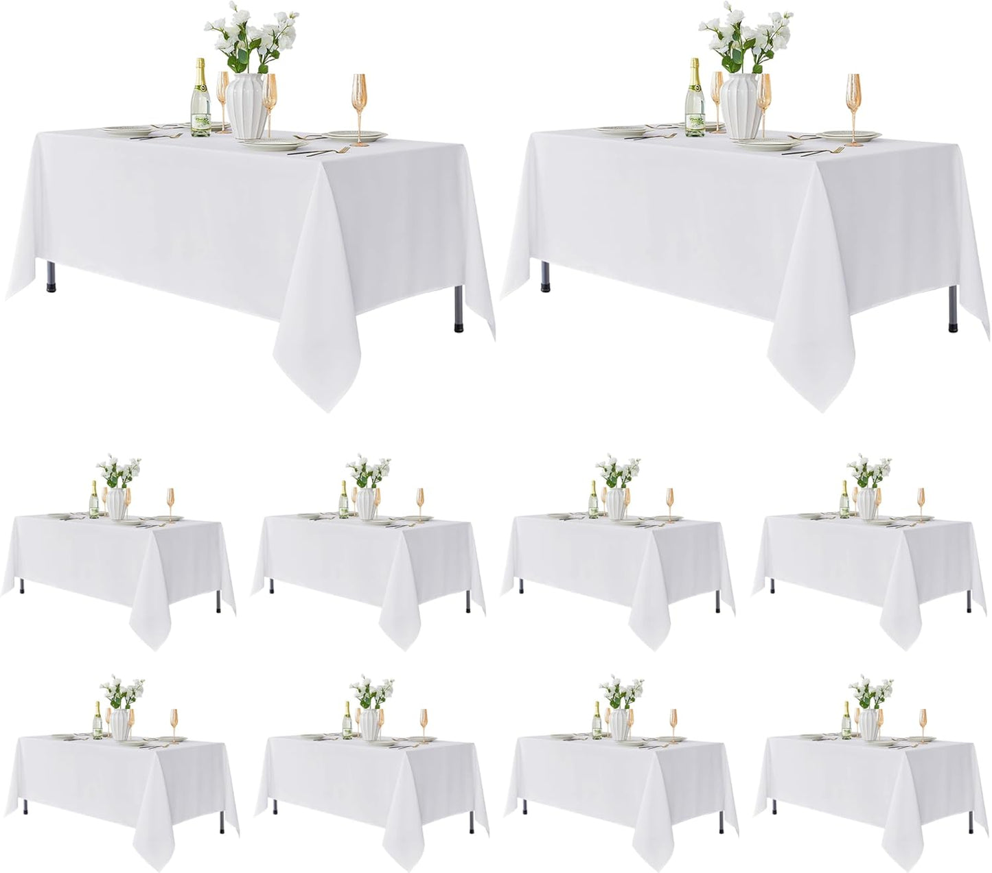Fitable 10 Pack Rectangle Tablecloths: Stain Resistant Wrinkle Free Fabric Table Clothes, Washable Reusable Polyester Table Covers for Wedding Party Birthday Banquet Reception(White, 70x120 Inch)