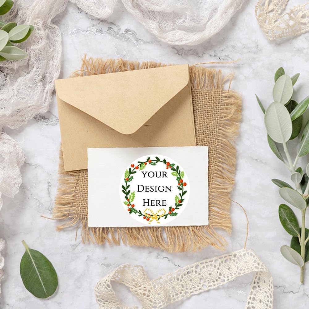 100-1000pcs Custom Stickers Merry Christmas Stickers Personalized Labels Adhesive Xmas Decorative Envelope Seals Stickers for Cards Gift Boxes(VSquare-3)