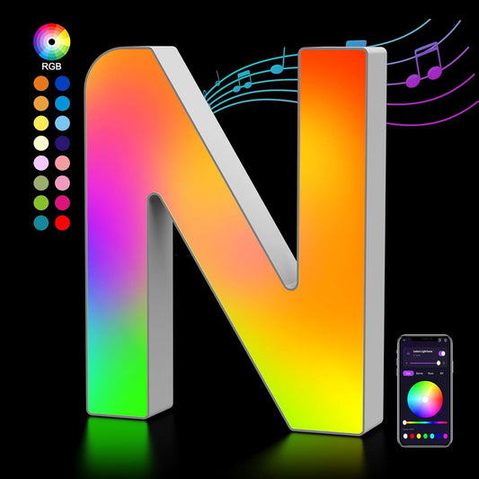 OJQ Light Up Letters LED Letter - Marquee Letters Room Decor Alphabet Letter Music Sync Color Change Colorful - Christmas Birthday Gifts for Girl - Teen Girls Gifts Party Home Wall Decor