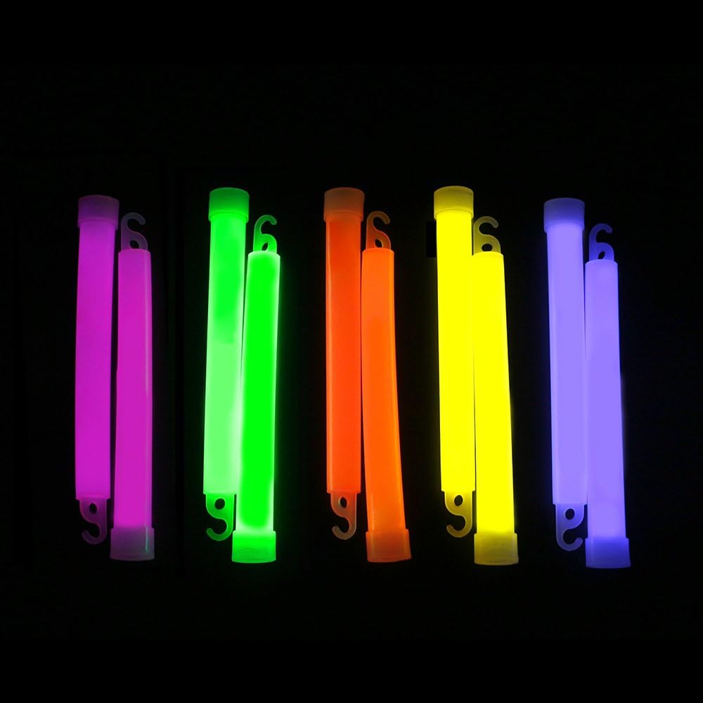 novelinks 50 Pcs 6'' Premium Glow Sticks Bulk - Ultra Bright Large Glow Necklaces Light up Glow in The Dark , Emergency Glow Sticks, Long-lasting Lighting Waterproof