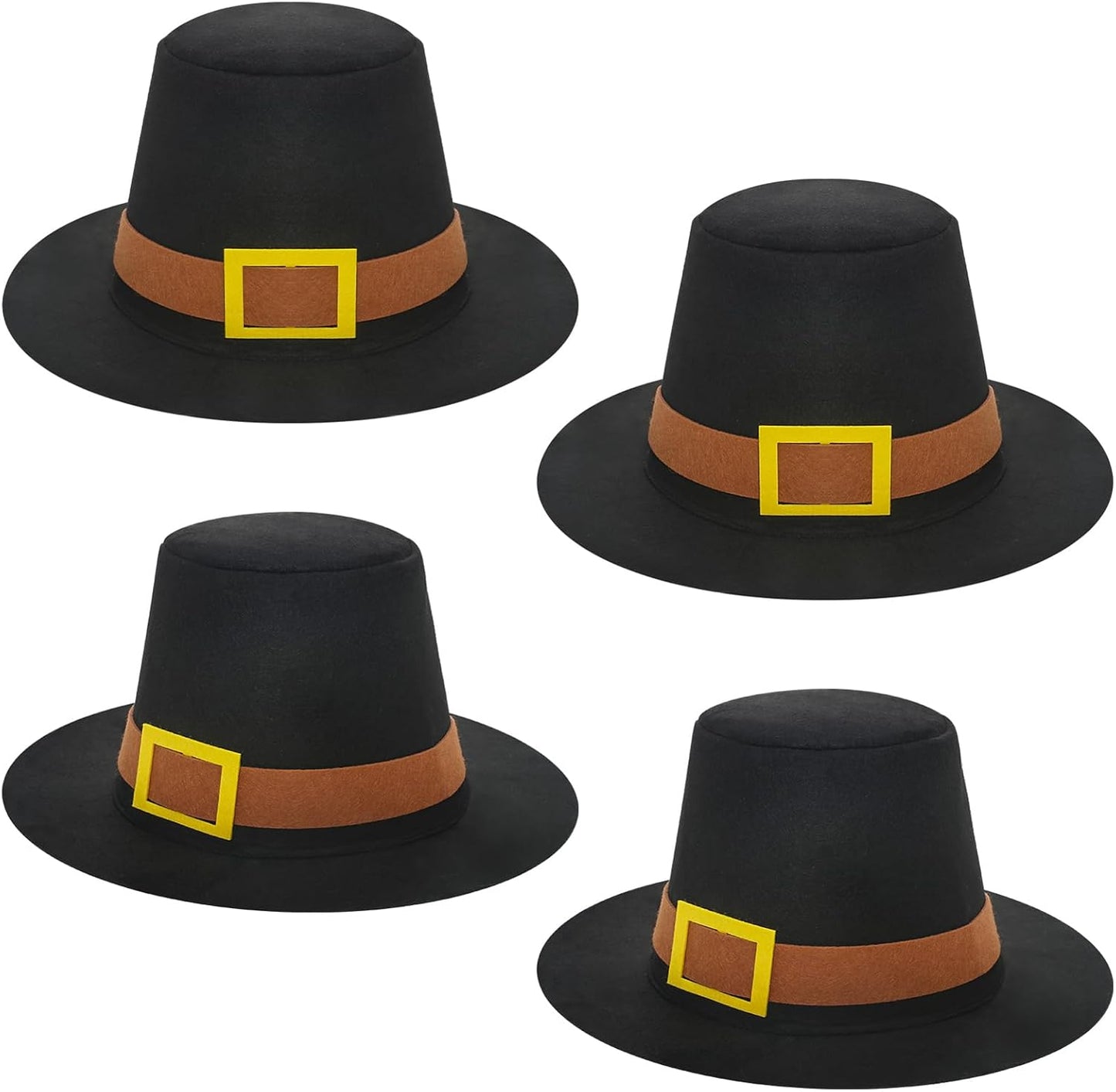 Thanksgiving Hats Black Pilgrim Felt Hat Thanksgiving Novelty Black Costume Top Hat for Thanksgving Party Accessory