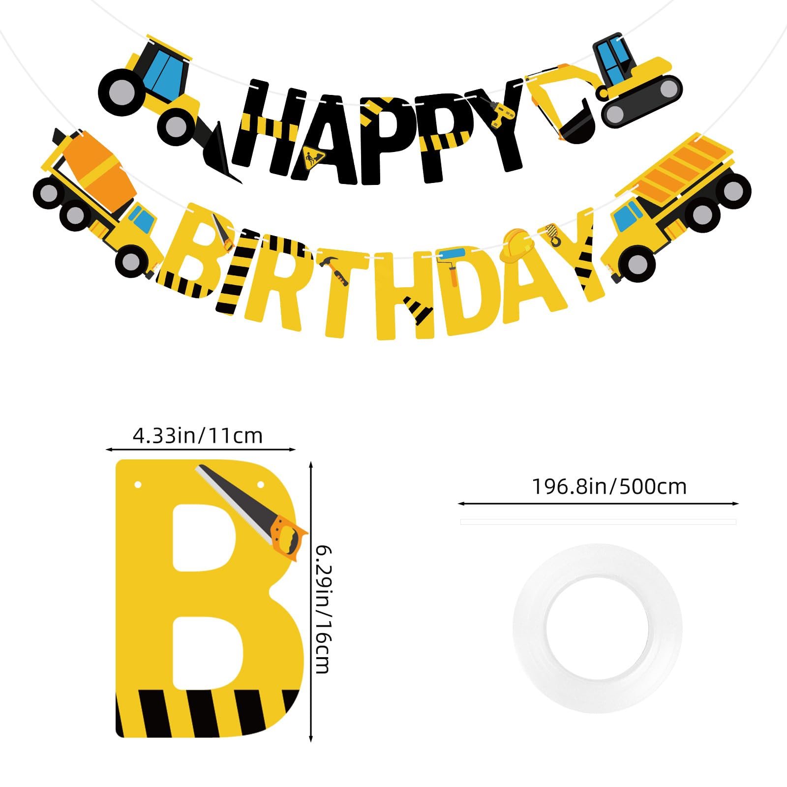Happy Birthday Banner Construction Party Decorations Construction Birthday Party Supplies for Boys