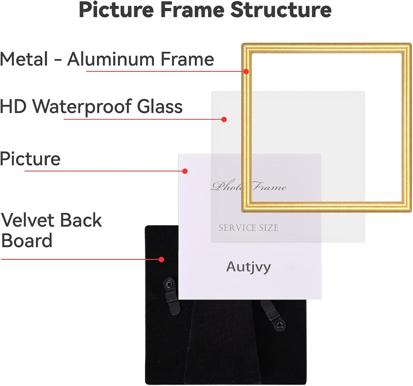 4x4 Picture Frame Matte Gold Modern Simple Thin Aluminum Metal Photo Frame with HD Real Glass, Display for Tabletop and Wall Collage. (2 Pack)