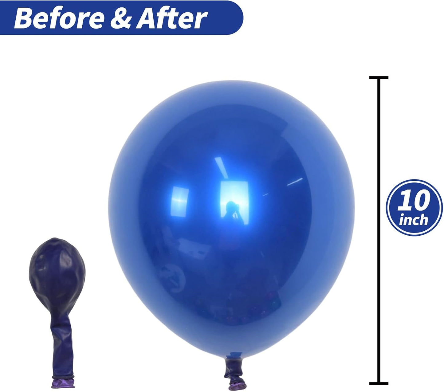 Chrome Blue Balloons, 50 PCS 10 Inch Double-Layered Metallic Royal Blue Balloons, Shiny Thick Chrome Metallic Dark Blue Latex Helium Balloons for Boys Men Birthday Graduation Party Decoration Supplies