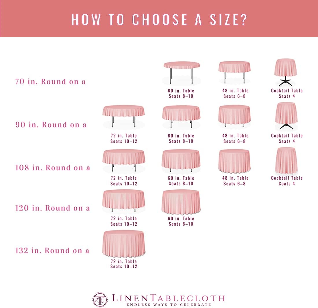 LTC LINENS Baby Blue Tablecloth 120 in Round for 60 Inch Circular Table - Washable, Wrinkle Resistant Polyester Fabric Cloth for Baby Shower, Wedding