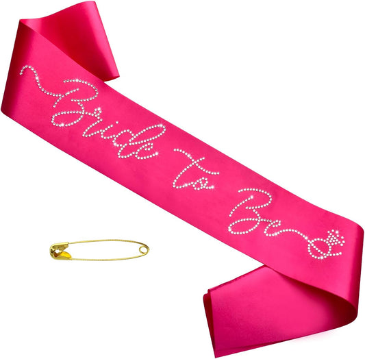 Hot Pink Bride to Be Sash with Glitter Rhinestones, Funny Bride to Be Sash Bachelorette Party Sashes for Bridal Shower Wedding Hen Party Decorations Engagement Gifts Jokes Favors