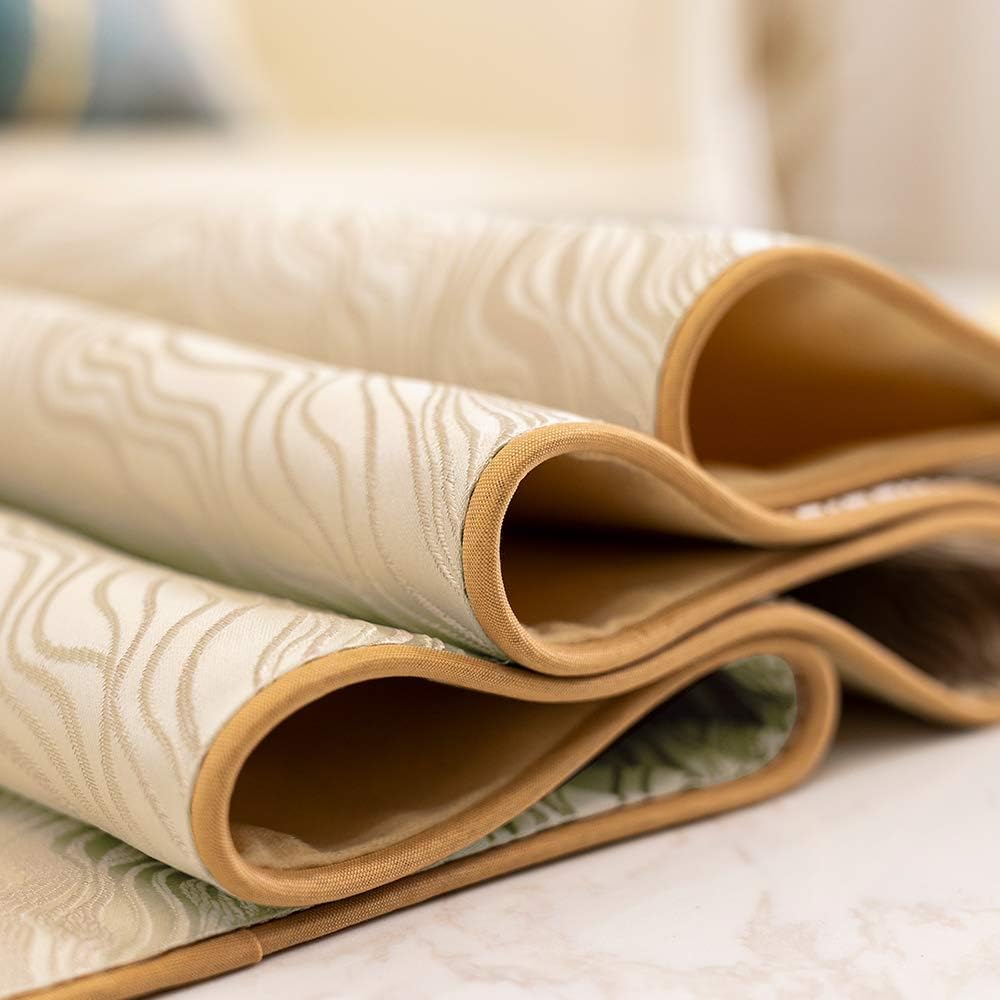 Avigers 12 x 59 Inch Decorative Luxury Abstract Striped Beige Table Runners with Tassels for Home Living Room Bedroom Art Decor Wedding