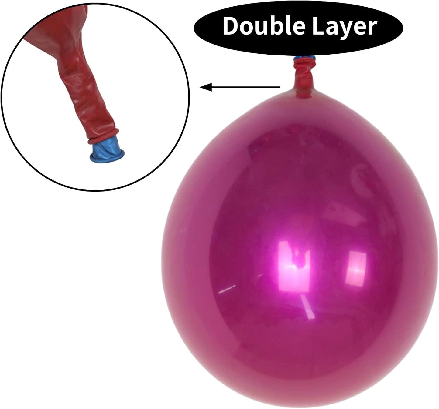 Chrome Hot Pink Balloons 12 Inch, Double-Layered Metallic Hot Pink Balloons, Shiny Thick Chrome Metallic Magenta Latex Helium Balloon for Girls Women Birthday Wedding Party Decoration Supplies