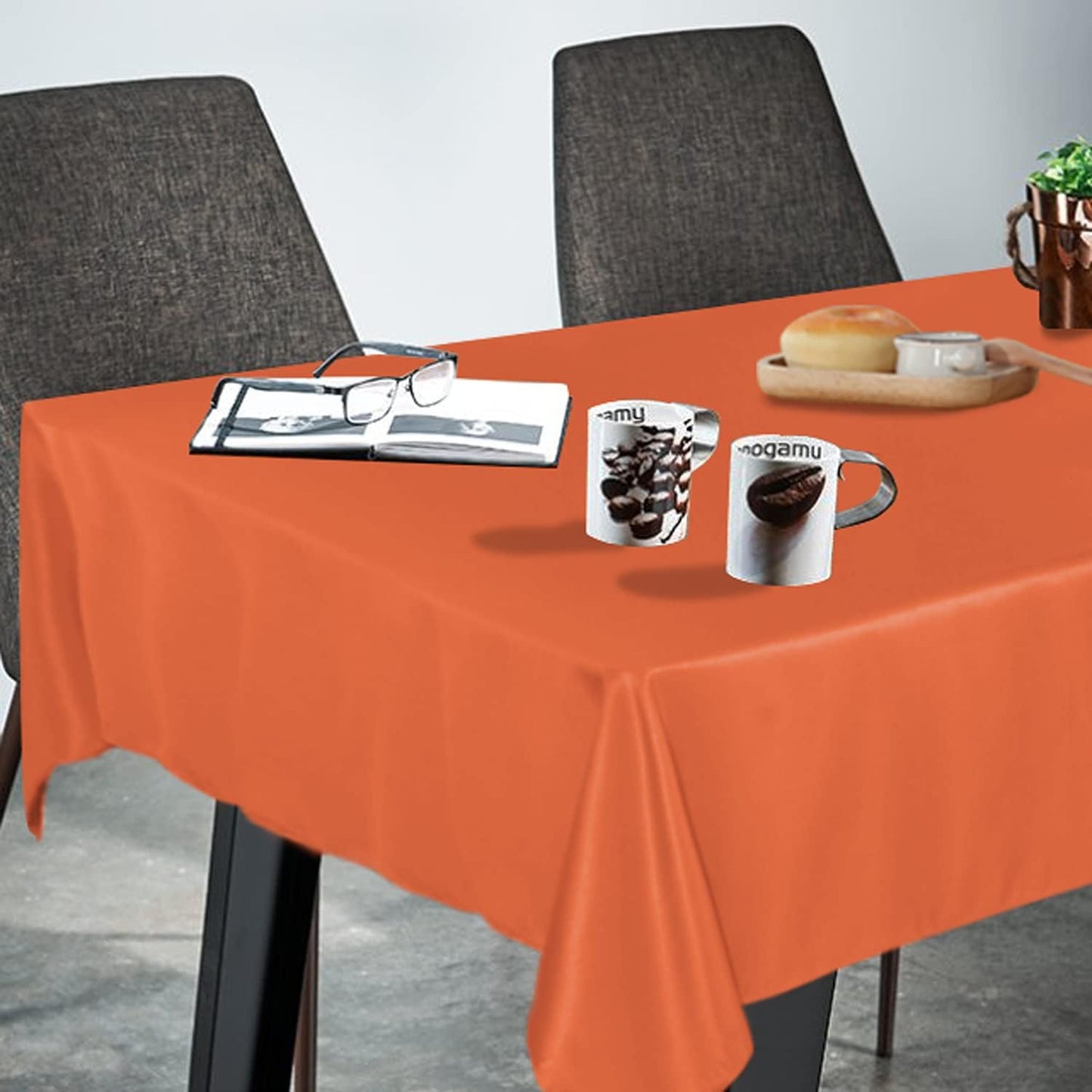 Fitable Rectangle Tablecloth Stain and Wrinkle Resistant Washable Polyester Table Cloth for Buffet Parties and Camping (60x84 inch, Orange)