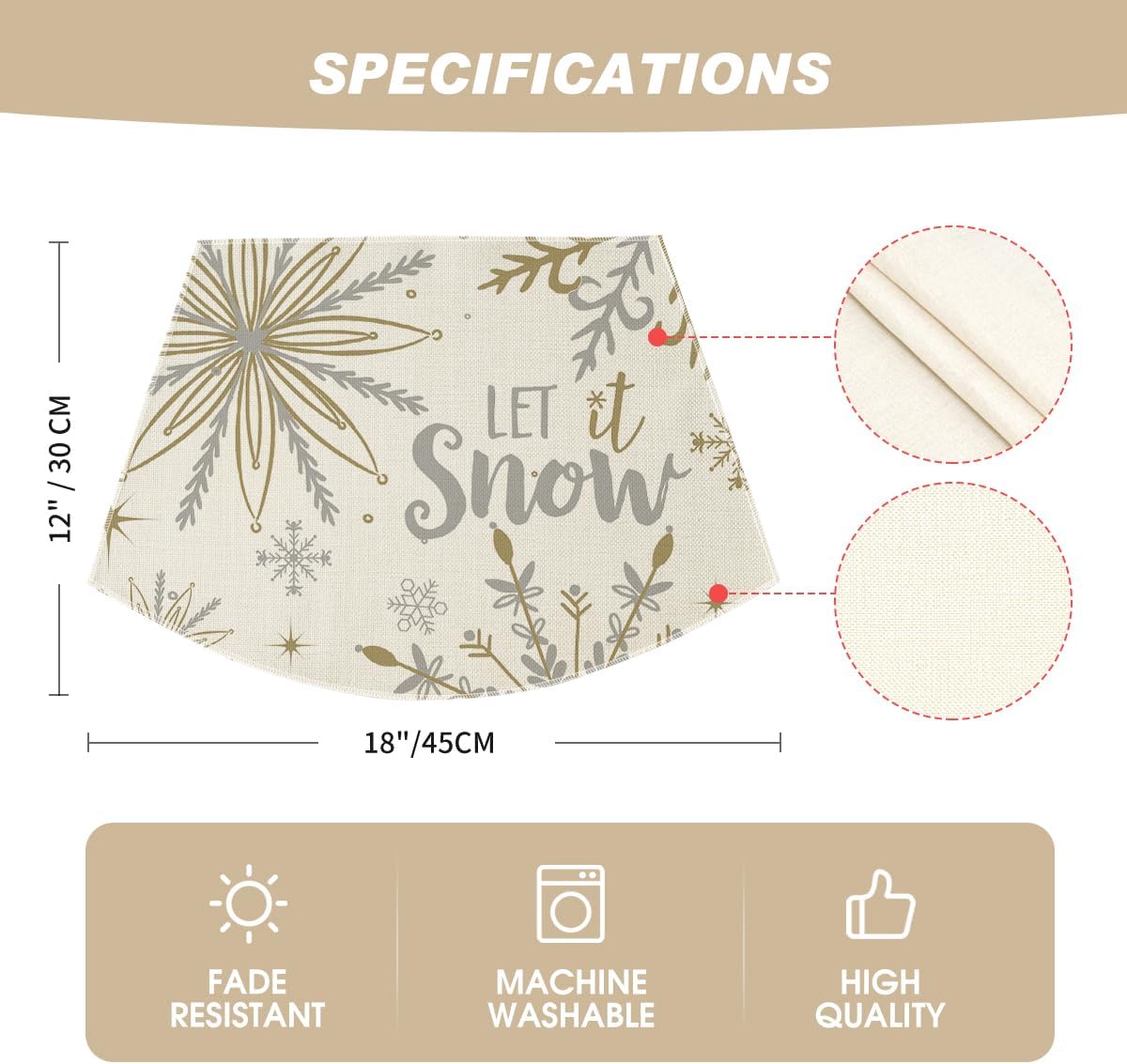 Artoid Mode Christmas Snowflakes Wedge Shape Placemats for Round Table Set of 6, Let it Snow Winter Winter Seasonal Kitchen Dining Table Decoration for Indoor Party Home