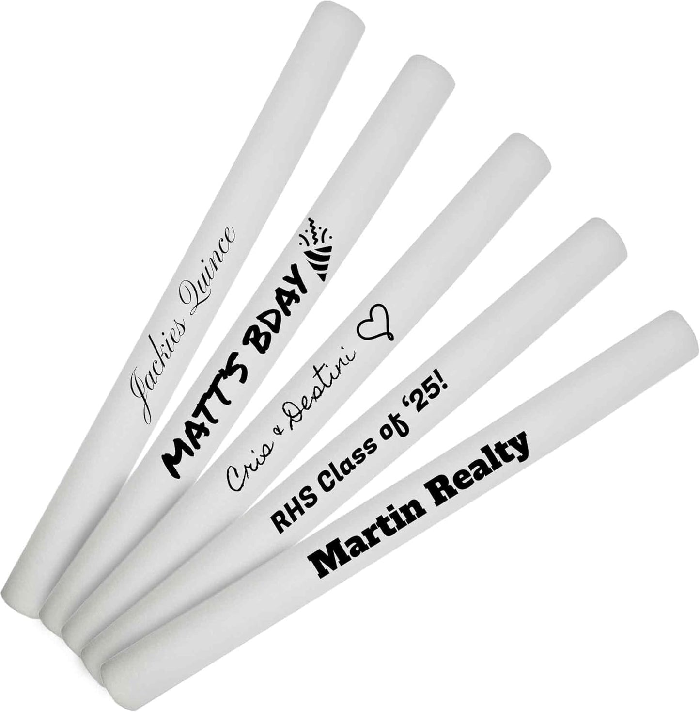 Pack of 12 Custom LED Party Foam Light Sticks Batons for Quinceaneras, Sweet 16, Bat Mitzvah, Parties, Birthdays, Guests, Party, Promotions 3 Color Lighting Modes Batteries 16"