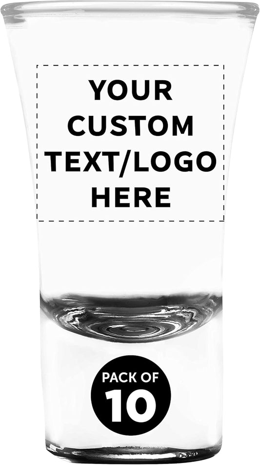 Custom 2 oz. Lord Shooter Etched Shot Glasses, 10 pack, Personalized Text, Logo, 21st Birthday Party, Lounge Glassware, Black