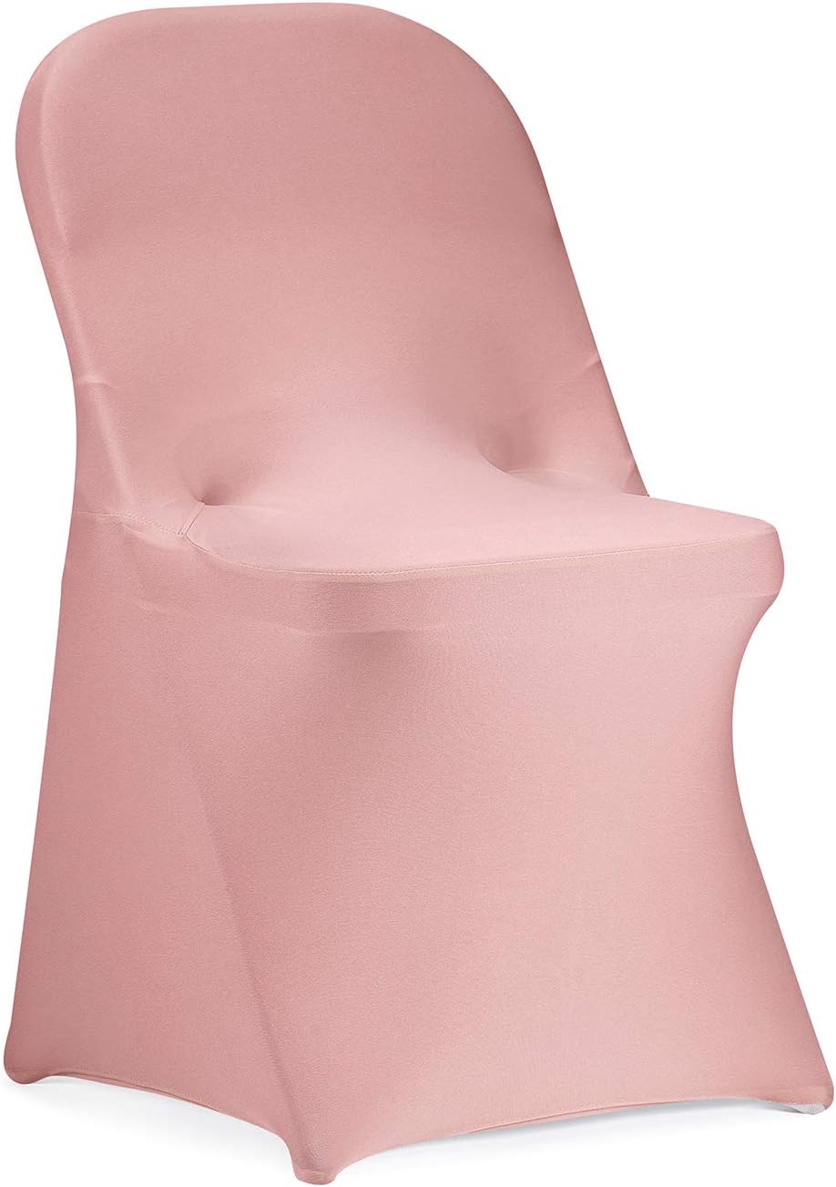 Peomeise Stretch Spandex Folding Chair Cover for Wedding Party Dining Banquet Event (Dusty Pink,6pcs)
