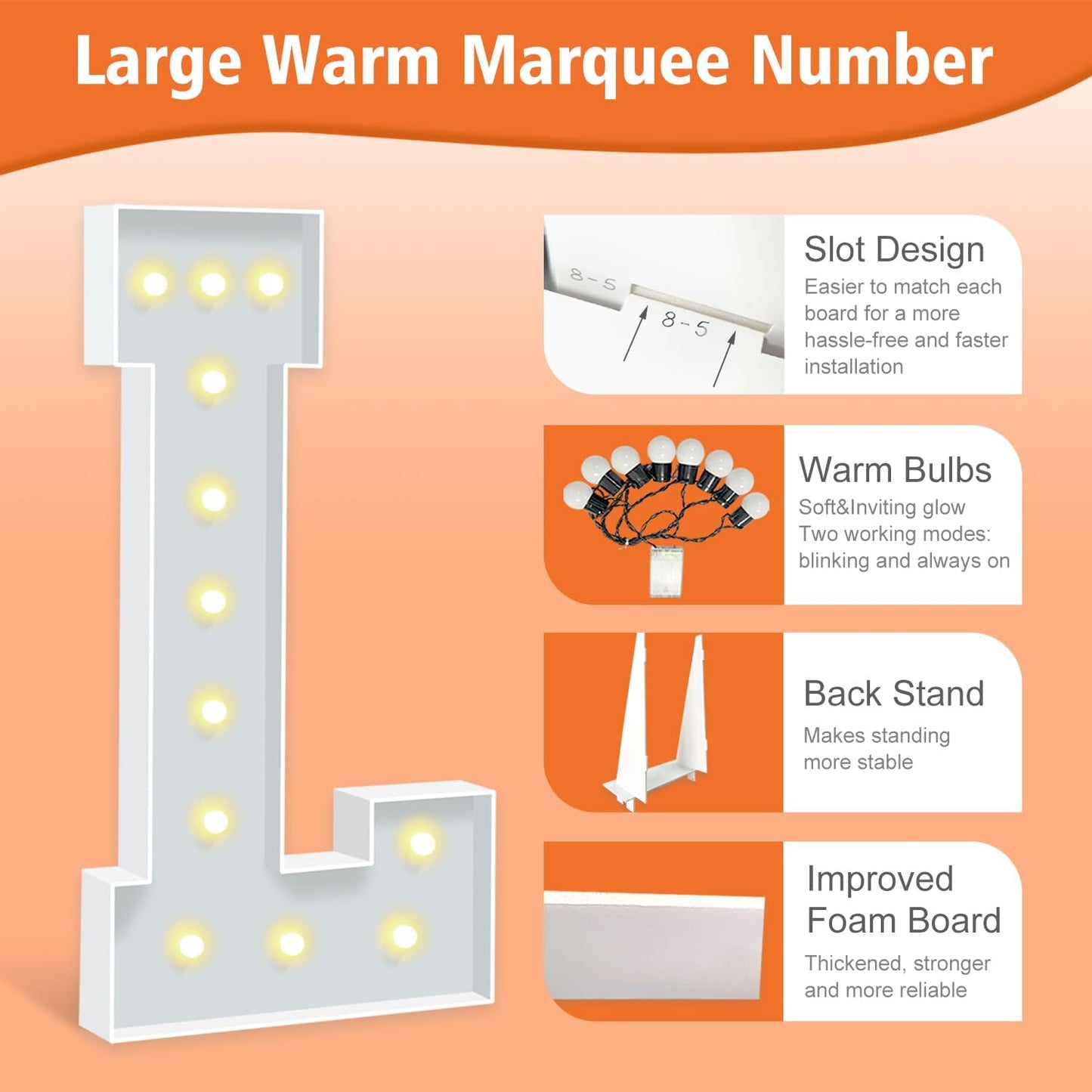 Marquee Light Up Letters L, 4FT Marquee Letters for Birthday Baby Shower Wedding Decorations, Light Up Letter for Engagement Party LOVE Decor, Large Marquee Letter for Party Decorations