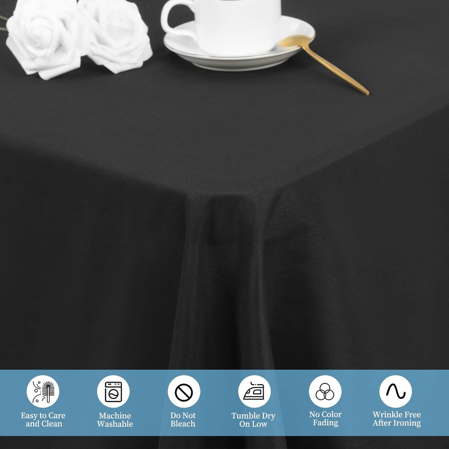 4 Pack Black Tablecloths for 6ft Rectangle Tables 60 x 102 Inch - Polyester Table Cover Stain and Wrinkle Resistant Washable Fabric Table Clothes for Wedding Party Banquet Reception Restaurant