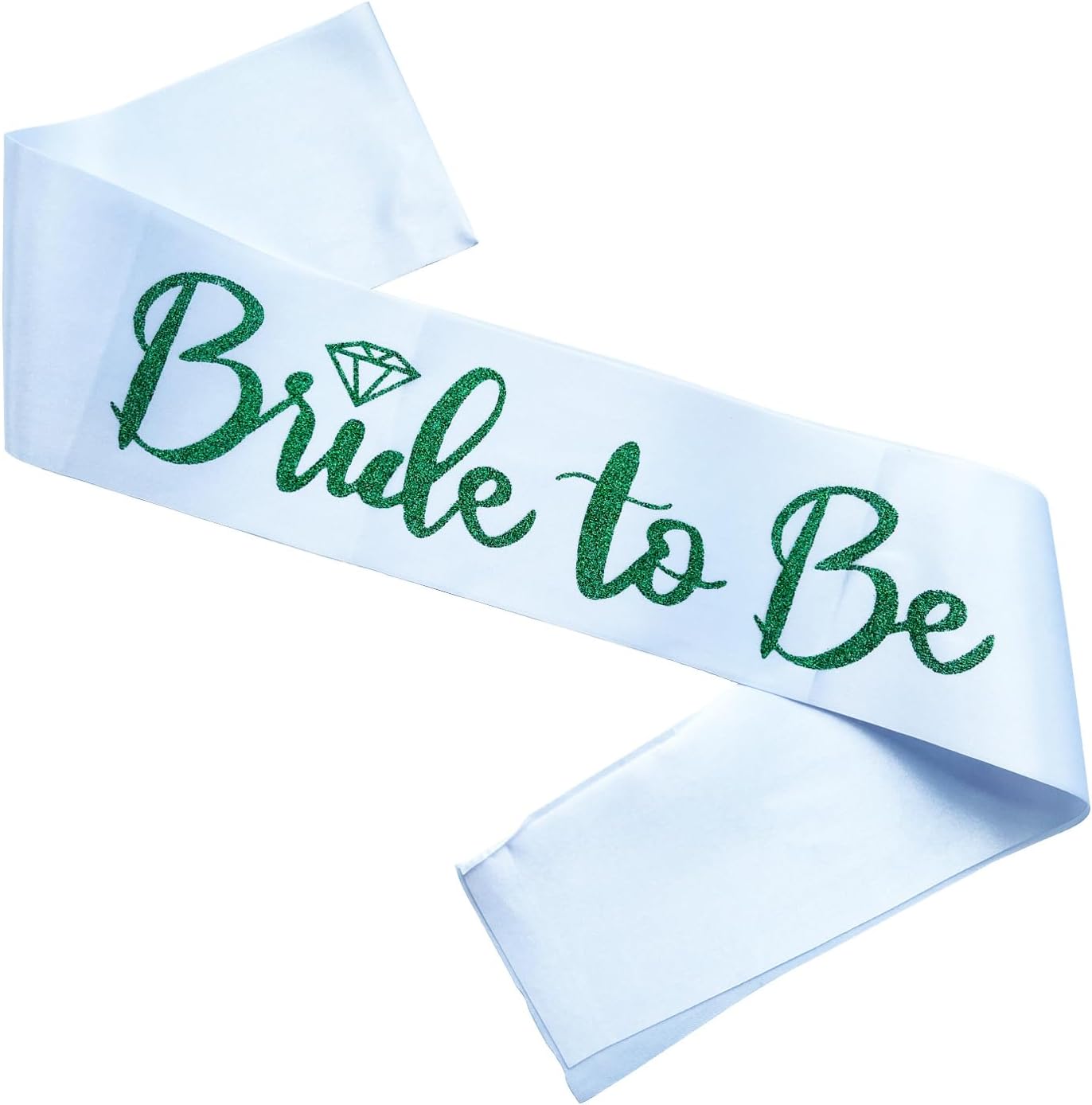 Bride to Be Sash, Bachelorette Party Sash for Bridal Shower Wedding Party Favors Accessories Supplies Engagement Gifts,White Satin with Glitter Letter Green