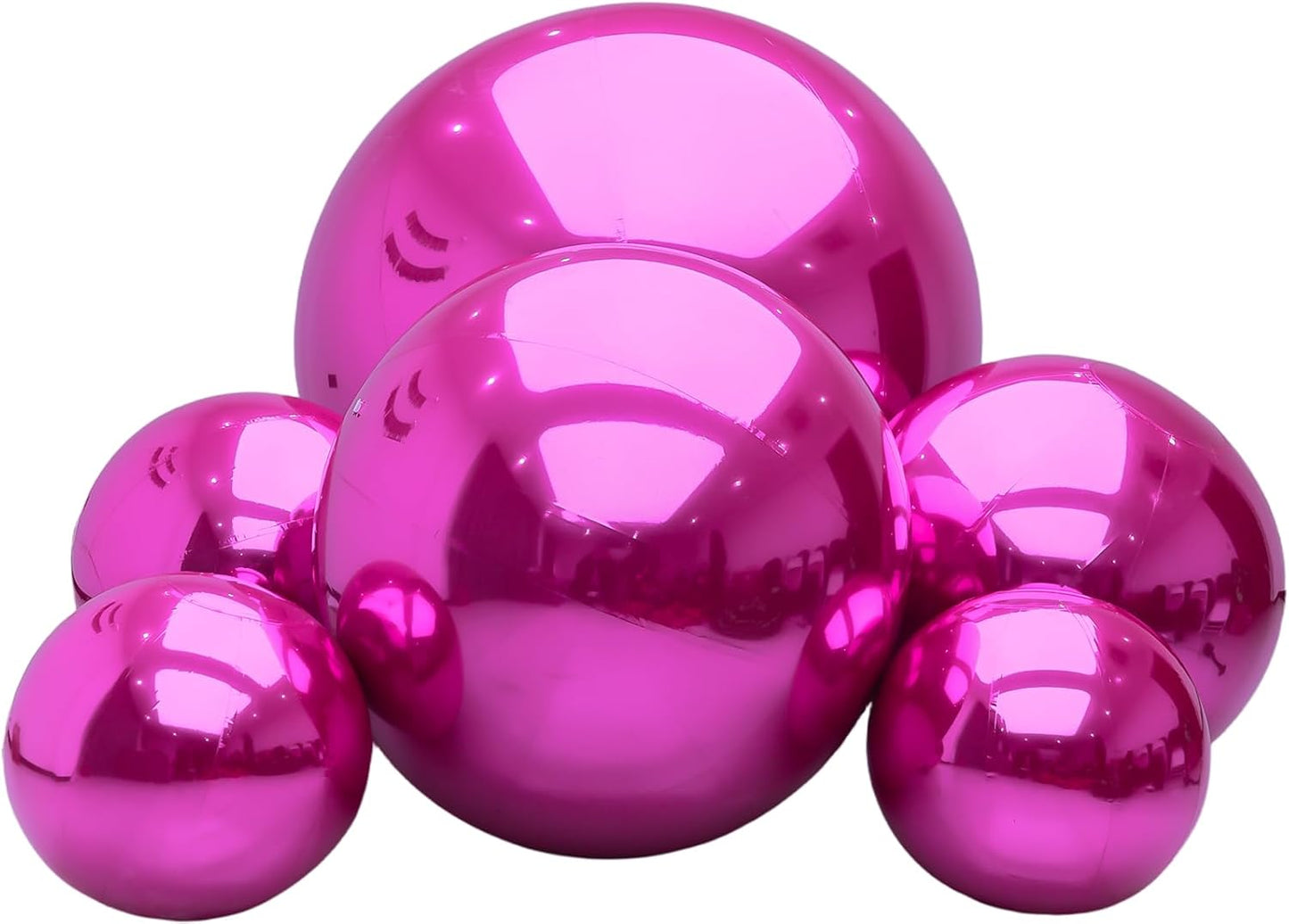 Inflatable Mirror Ball Set - Airtight PVC Spheres for Parties, Weddings, and Events. Perfect for Decoration, Hanging, and Displays. Includes Electric Pump (Rose red, 24in-2pk_32in_39in_47in_71in)