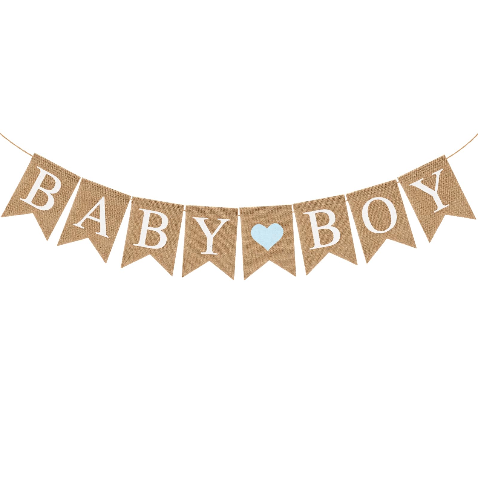 Pre-Strung Baby Boy Burlap Banner, Gender Reveal Banner for Baby Shower Party Decorations (Light