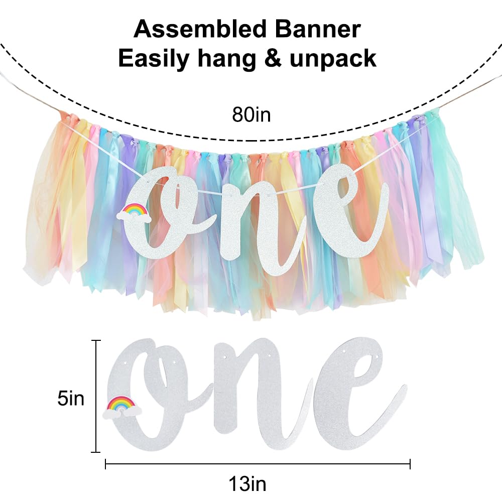 BEISHIDA 1st Birthday High Chair Banner Garland - Pastel Rainbow Baby Shower Decorations,Rainbow