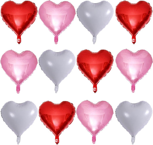 Red Heart Shaped balloons Pack of 12,18 Inch White Love Valentine Balloons Pink Heart Romantic Balloons For Valentines Day Propose Marriage Wedding Bridal Shower Engagement Party Decorations
