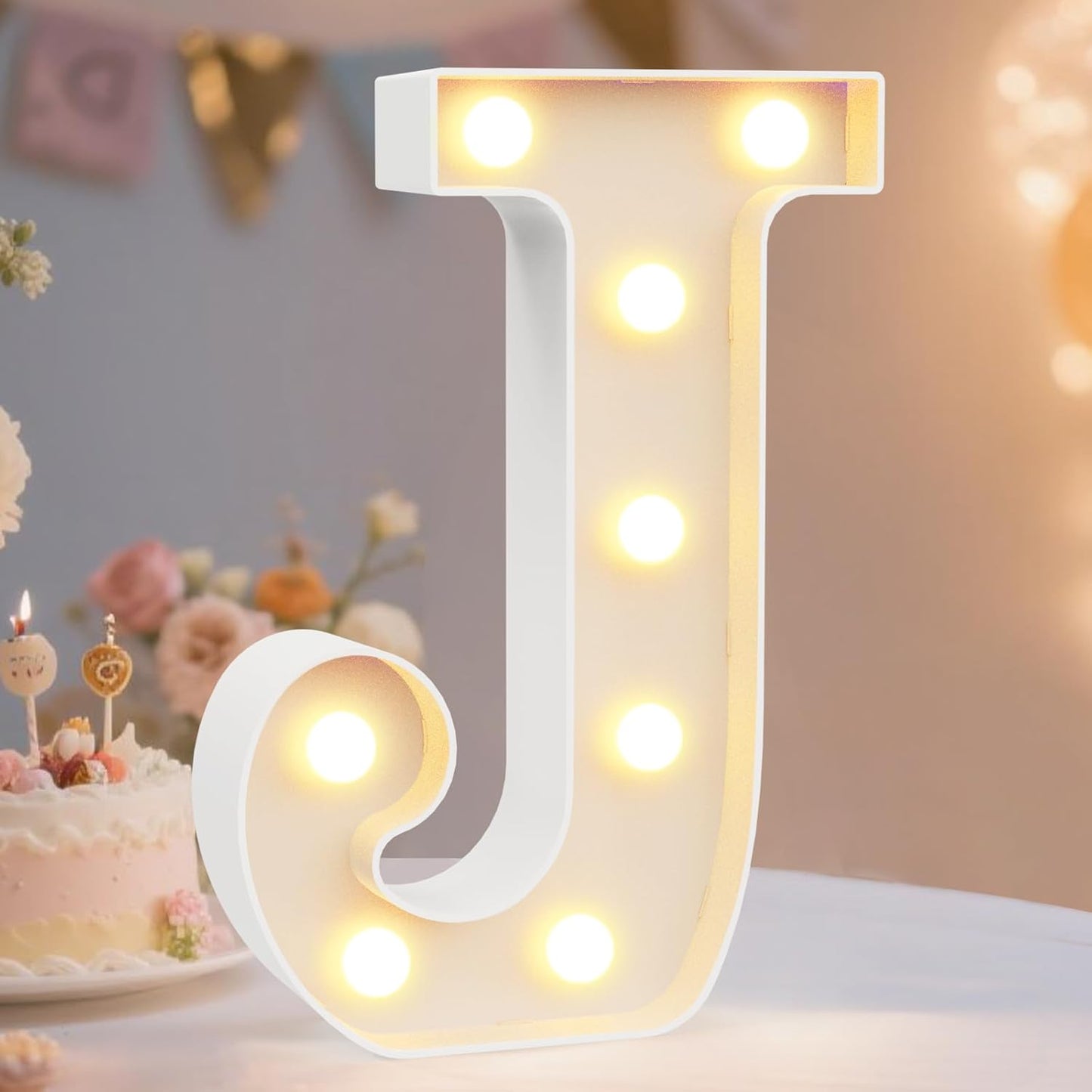 Pooqla LED Marquee Letter Lights Sign, Light Up Alphabet Letter for Home Party Wedding Decoration J