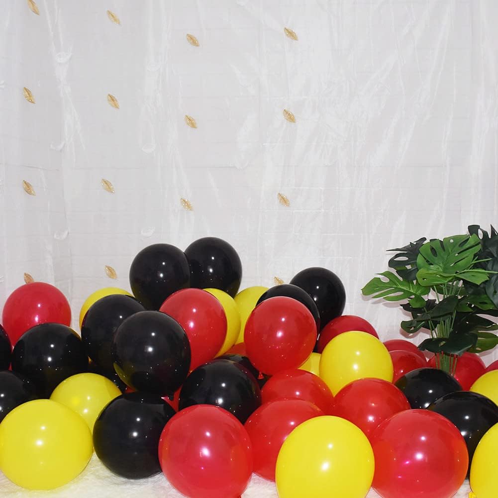 300 Pack Red Black and Yellow Balloons - 5 Inch Mini Red Black Yellow Latex Small Balloons - 100 of Each Colors for Party Balloons Arch Wreath Assorted Colors Decorations