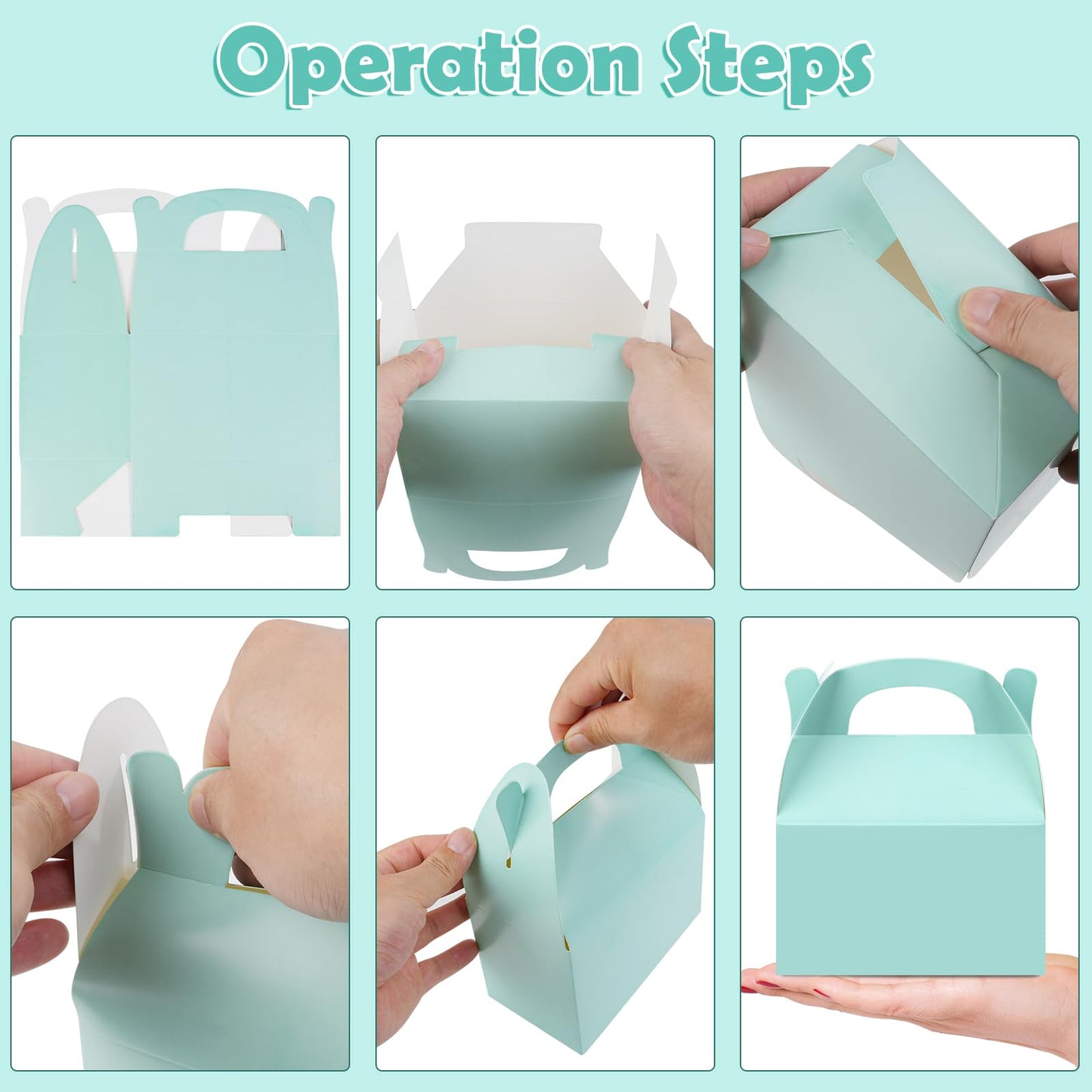 24 Pcs Pastel Party Favor Treat Boxes, Colorful Paper Candy Gift Gable Boxes for Party Favors