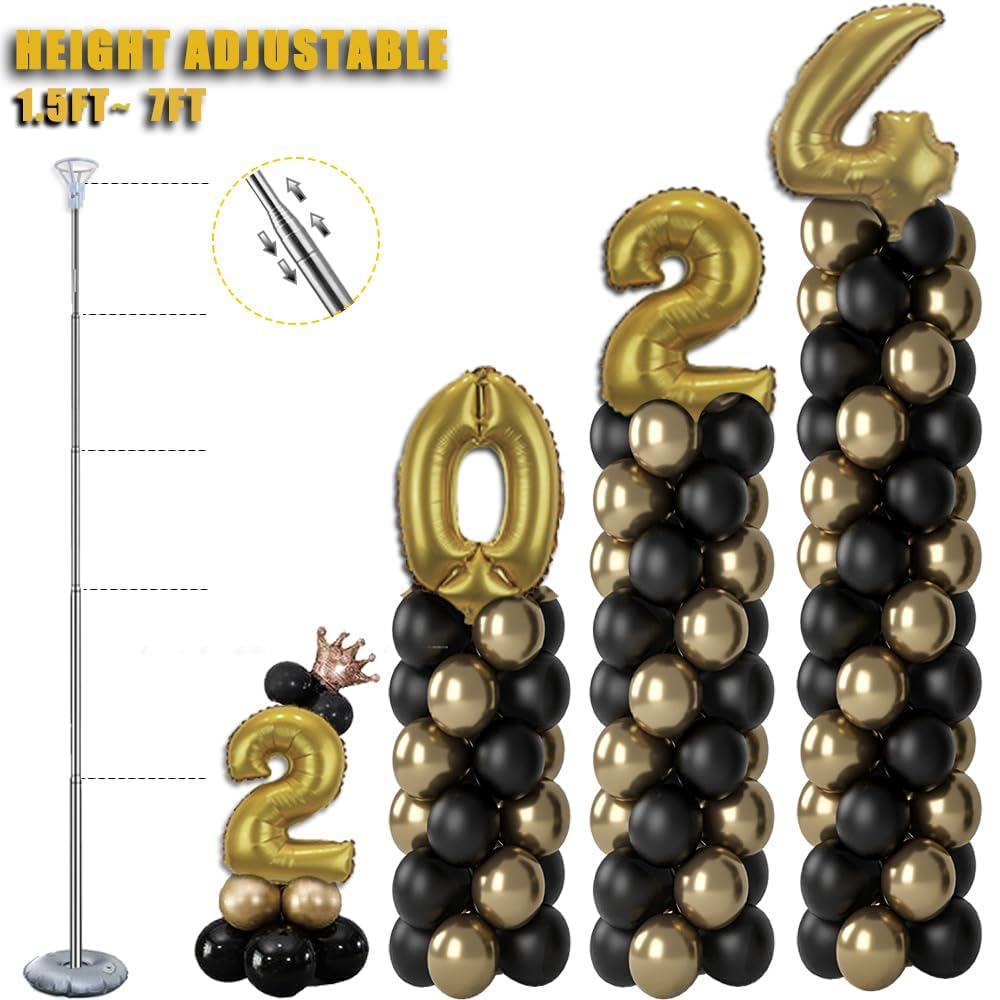 GIMCALO Balloon Column Stand Kit Set of 4, 7ft Height Adjustable Balloon Arch Kit with 2 Ballon