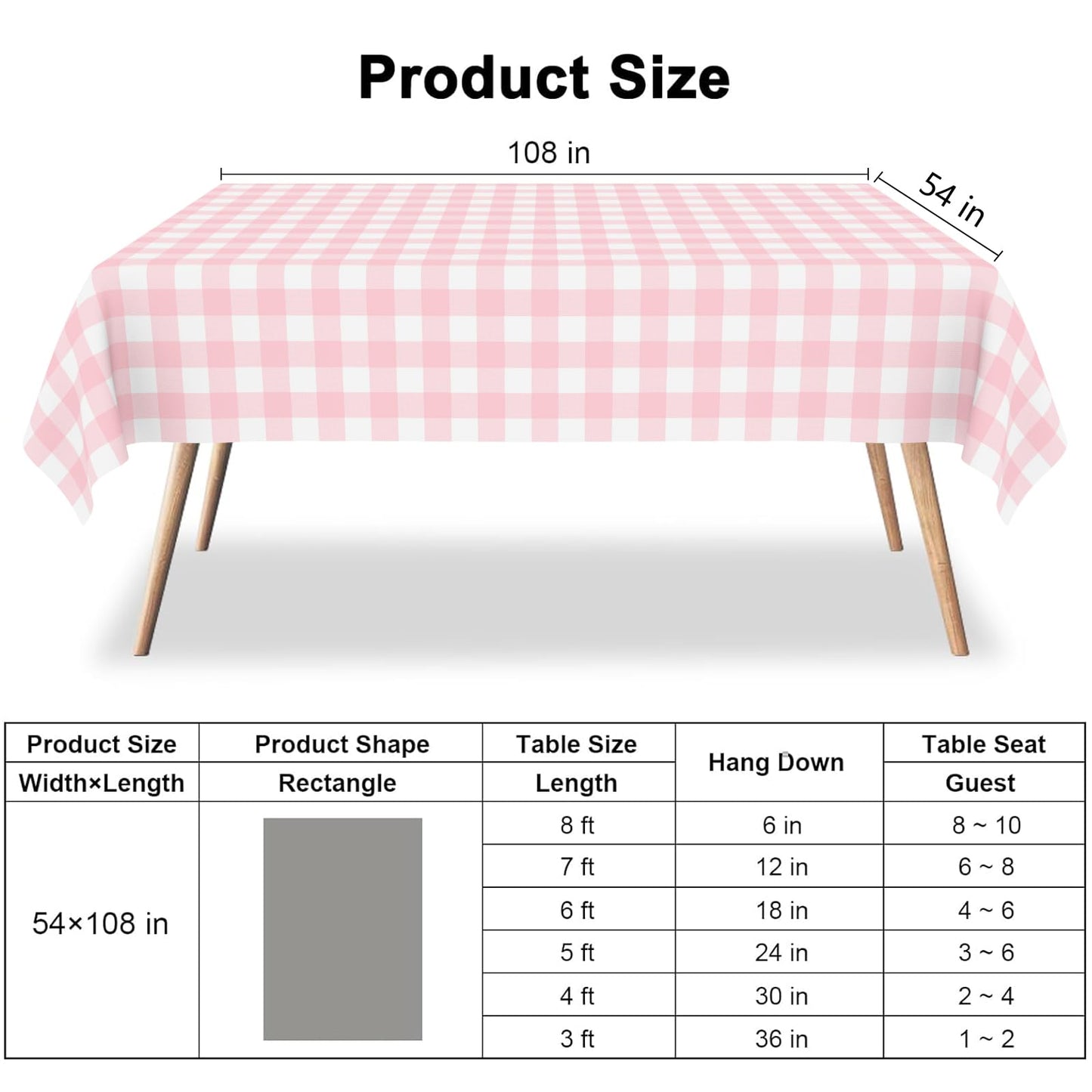 2 Pack Gender Reveal Gingham Tablecloths Disposable Plastic Pink and Blue Checkered Tablecloth 54 x
