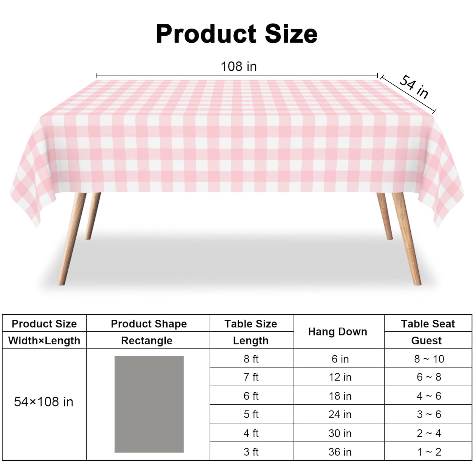 2 Pack Gender Reveal Gingham Tablecloths Disposable Plastic Pink and Blue Checkered Tablecloth 54 x