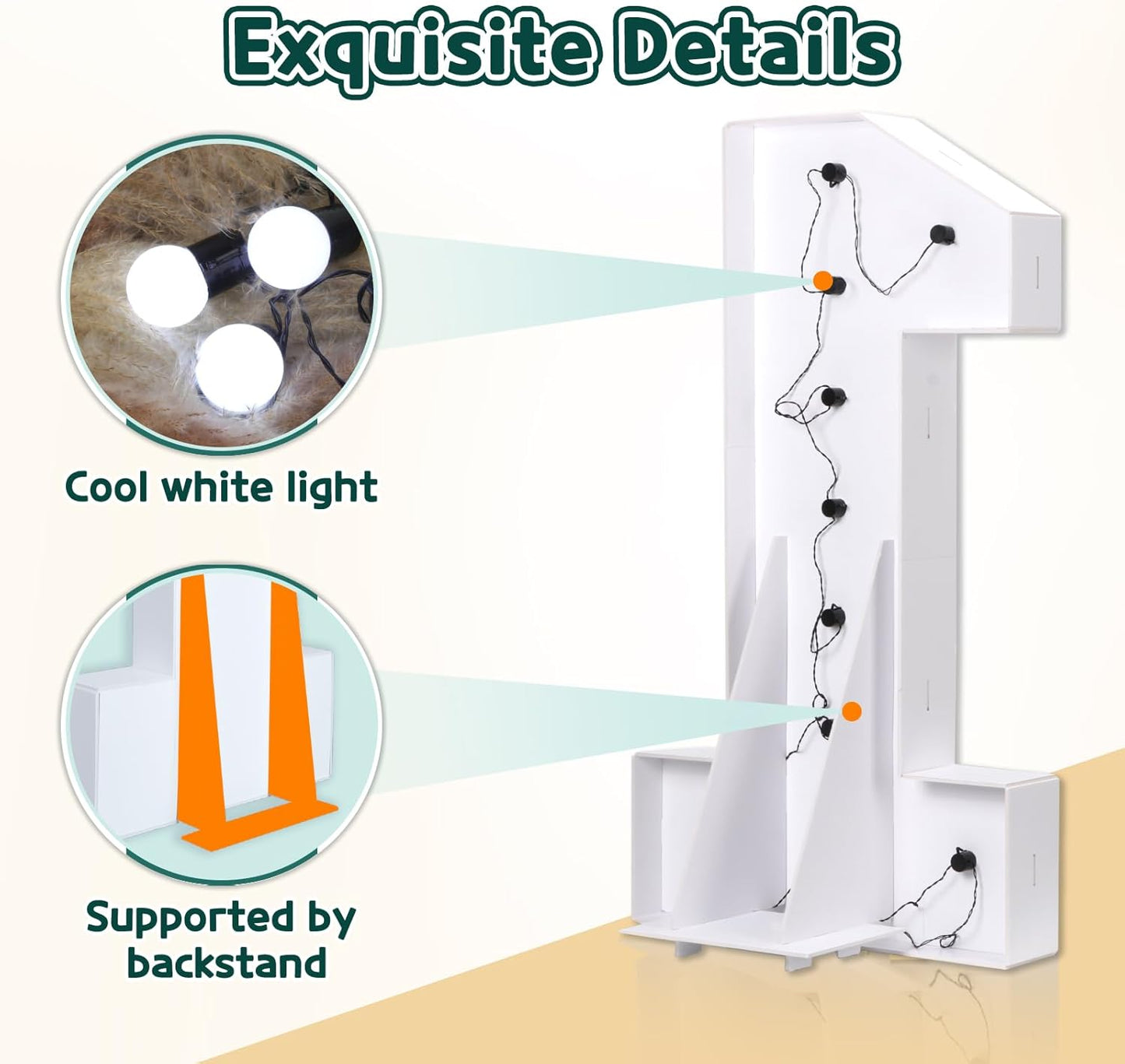 Marquee Numbers 3 Feet Tall Big Light Up Numbers 50th Birthday Decorations Women Men White Anniversary Party Decor Large Cardboard Prop Backdrop Sign 50