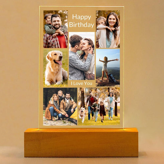 Personalized Birthday Gifts for Women and Men, Custom Picture Frames with Photo, Customized Photo Frame with Night Light, Personalized Anniversary Couple Gifts for Him and Her