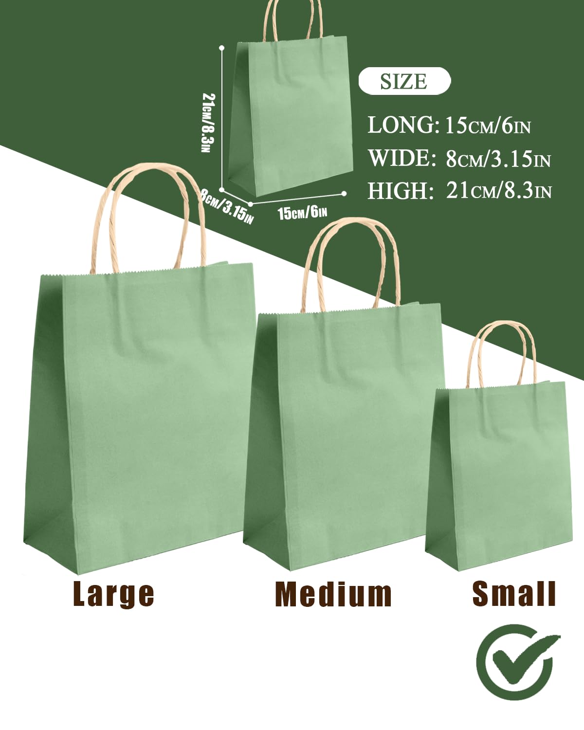 qiqee 24Pcs Small Gift Paper Bag with Handles Bulk - 8.3"x6"x3. 15" Rainbow Party Bags - Mulit Color