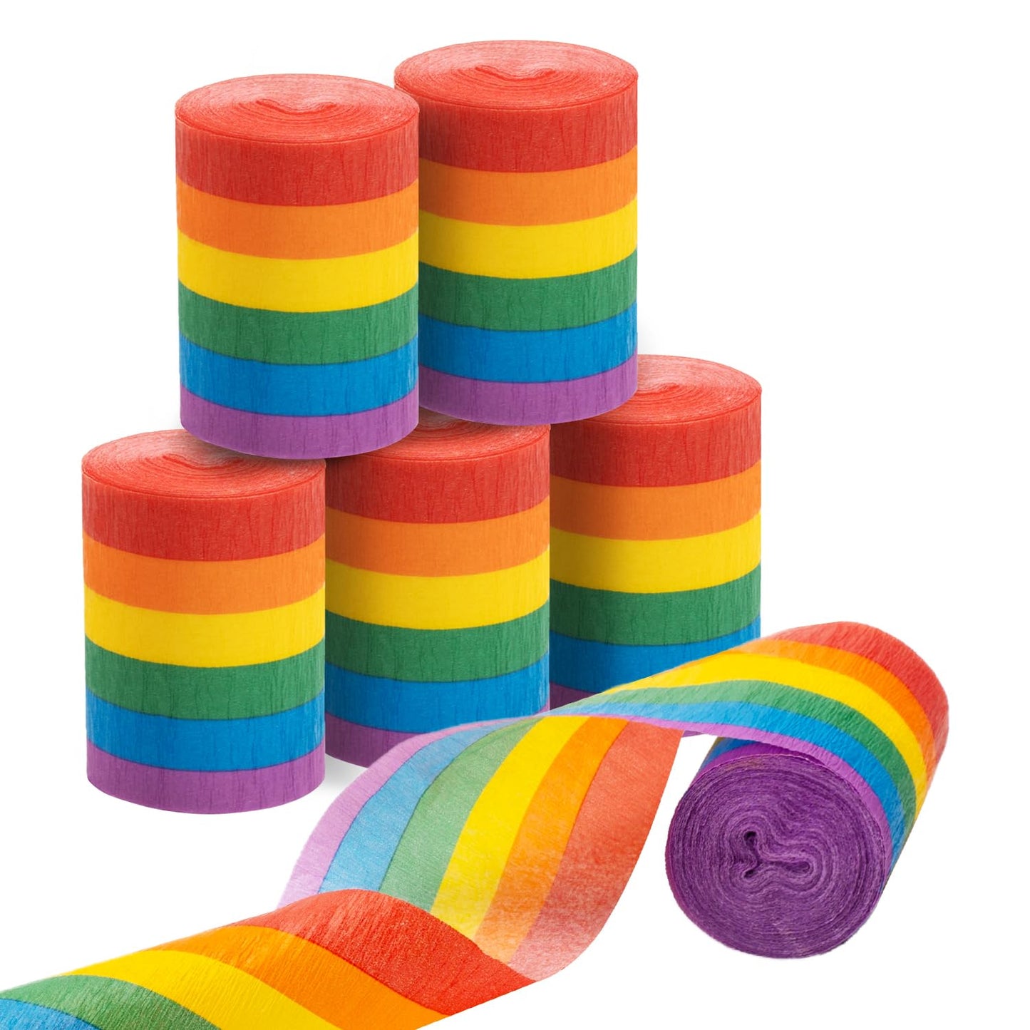 PIGETALE 6 Rolls Rainbow Party Streamers Crepe Paper DIY Art Crafts