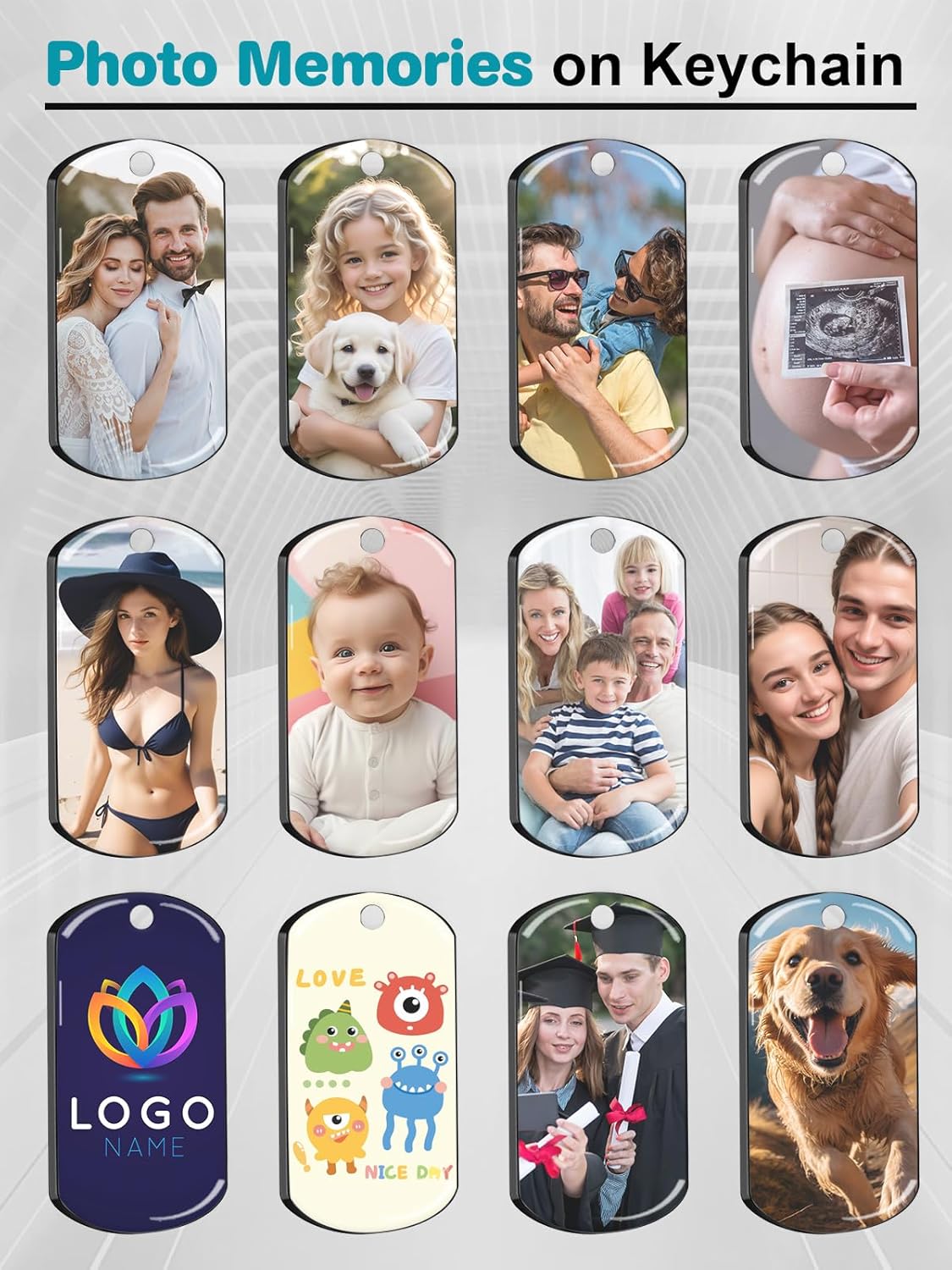 Custom Keychain with Picture - Personalized Photo LOGO Text Customized Key Chain for Boyfriend Dad Men Gifts