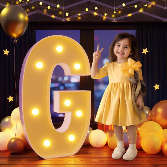 Marquee Letters 3 Feet Tall Large Light Up Letters G Happy Birthday Decorations Marry Me Engagement Party Decor Yellow Light Birthday Decorations Balloon Arch Kit Foam Sign G