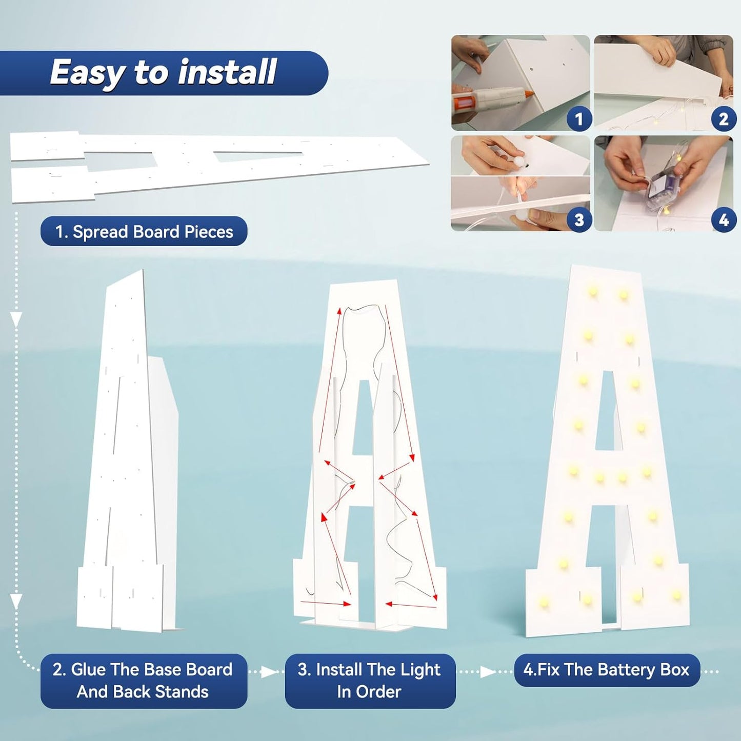 4FT Marquee Light Up Letters - Large Marquee Letters 4 Feet Tall for Birthday Party Decorations, Big Letter for Wedding Event Marry Me Baby Shower Bridal Shower, Letter V