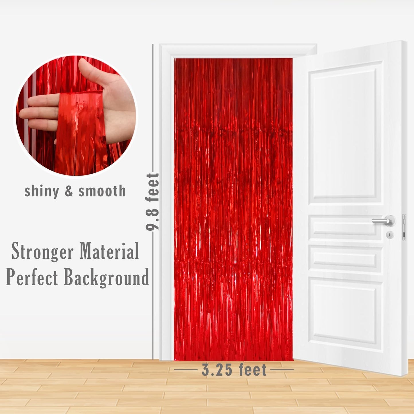 GOER 3.2 ft x 8.2 ft Metallic Tinsel Foil Fringe Curtains Party Photo Backdrop Party Streamers for Birthday,Graduation,New Year Eve Decorations Wedding Decor (4 Packs,Red)
