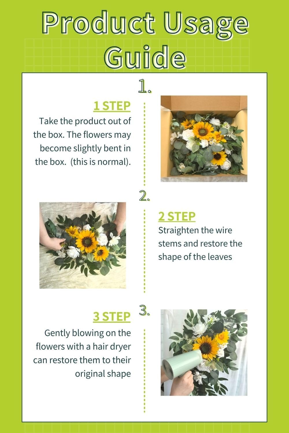 Wedding Sign Faux Flower Swag (Pack of 2) for Ceremony Party Reception Entrance Floral Decor Wall Easel Stand for Wedding Poster Welcome Sign(Sunflower)