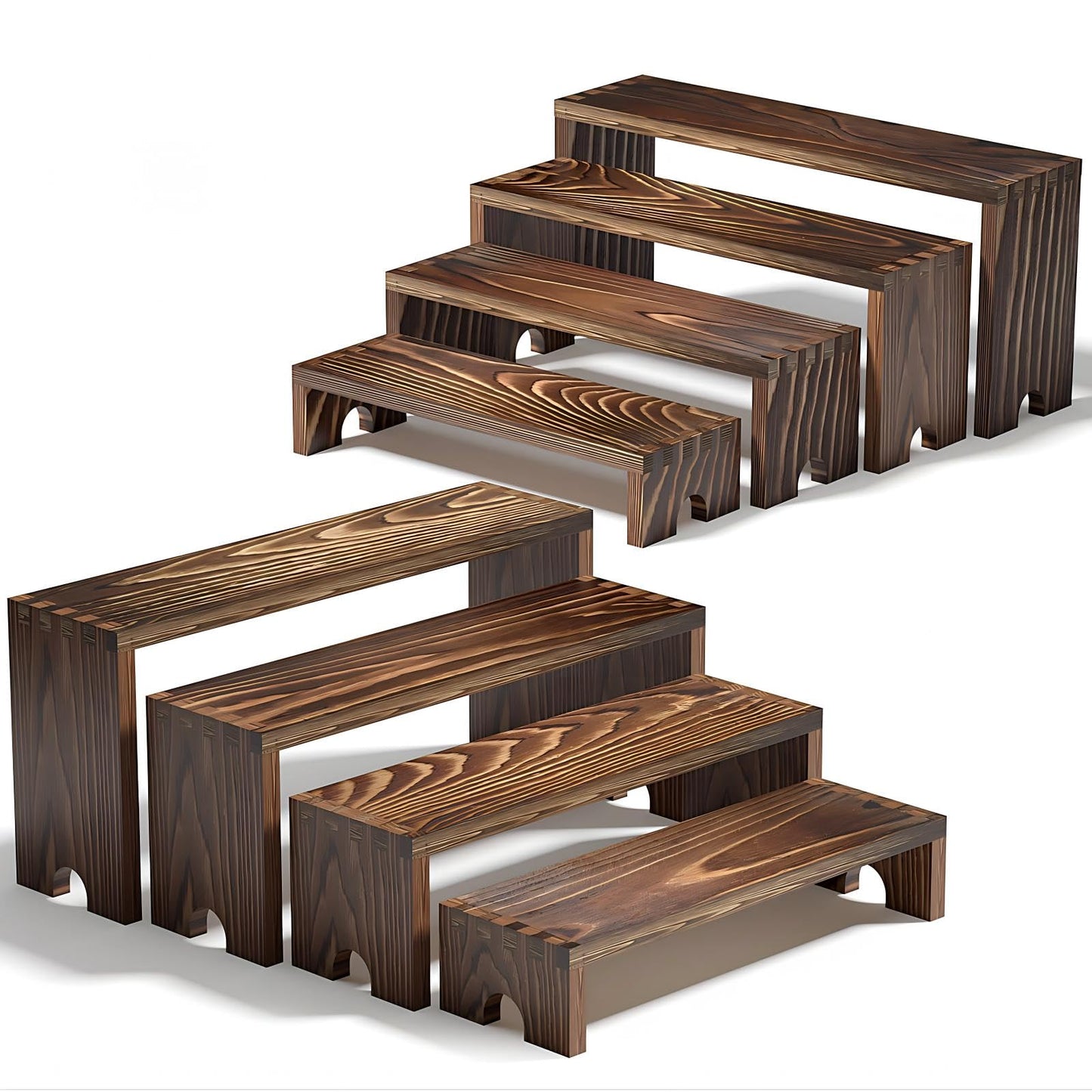 2 Set Wooden Tiered Risers Display Stands for Vendor Events,Stackable Wood Cupcake Display
