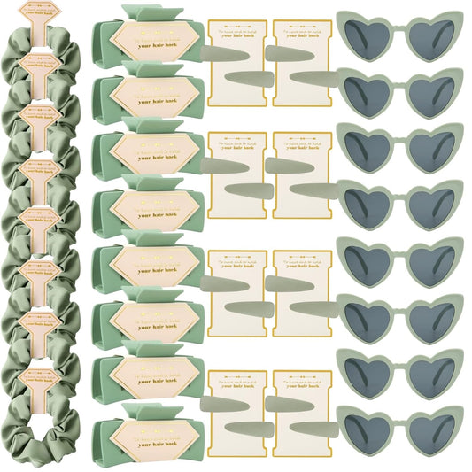 Bridesmaid Scrunchies Proposal Gifts Bachelorette Hair Claws Clips Girls heart sunglasses for Wedding Party Favors (Sage Green 40sets)
