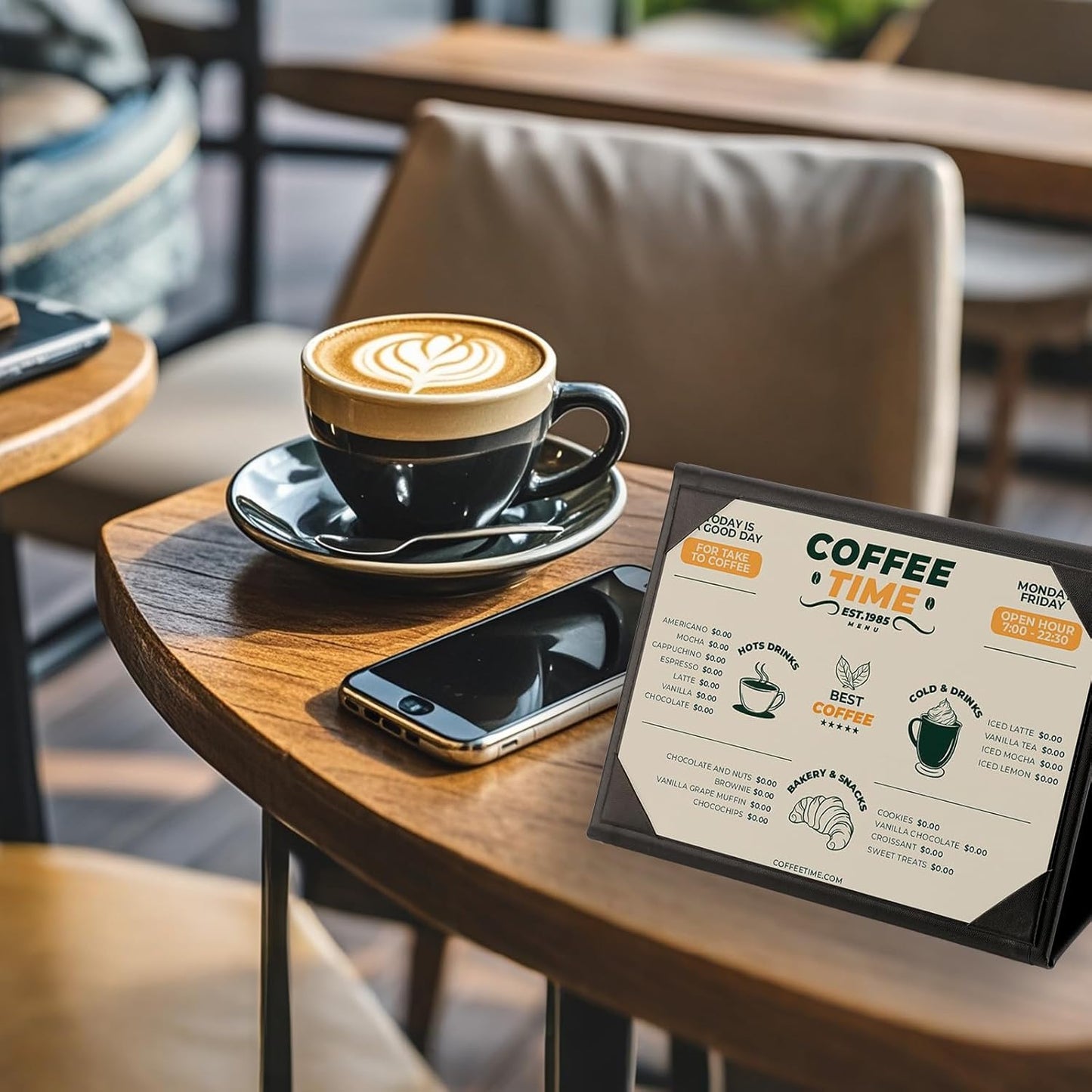 Menu Covers - Set of 10 Double-Sided Table Tent Cards for Restaurant, Dinner Party, and Bar Menus - Includes Bill Holder and Reserved Seating Signs - Easy to Clean and Foldable (10, 4"x6"Trifold)