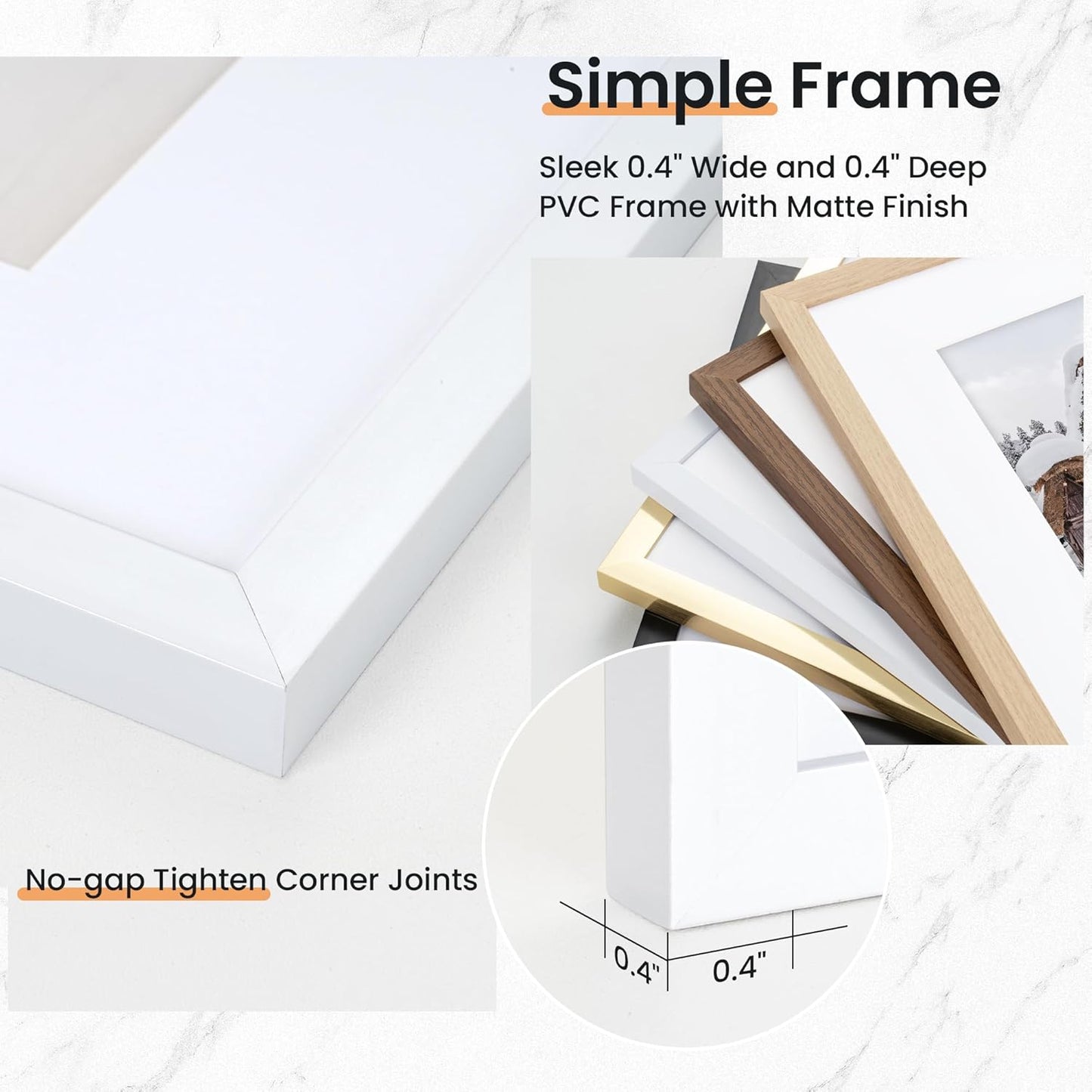 8x10 inch Picture Frame, 8x10 Photo Frames with 5x7 Removable Mat - High Definition Plexiglass - Vertical and Horizontal Display - Wall Hanging Frame - White, 5 Pack