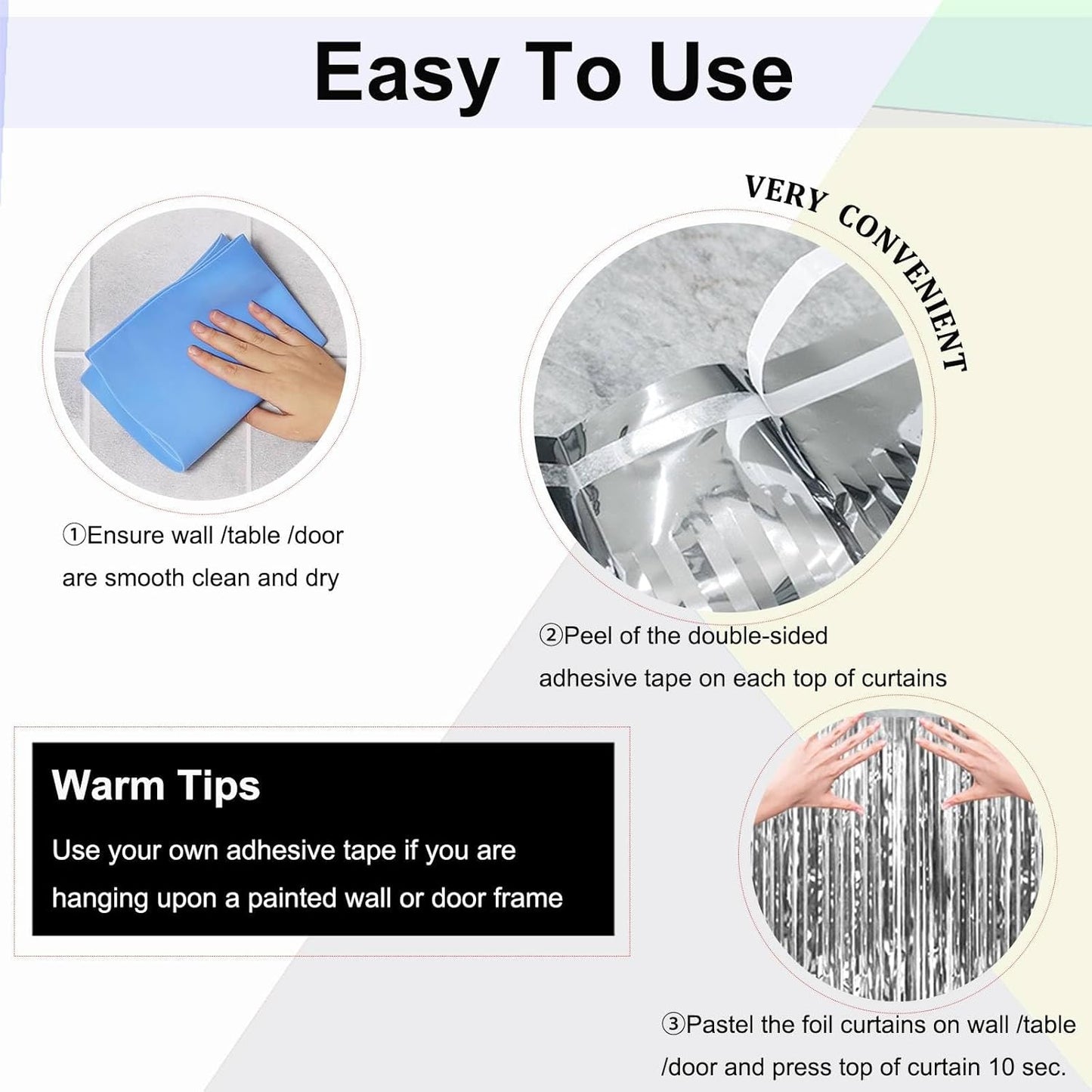 4 Pack Silver Foil Fringe Curtain - Silver Tinsel Streamer Backdrop Curtains for Birthday Party Decorations