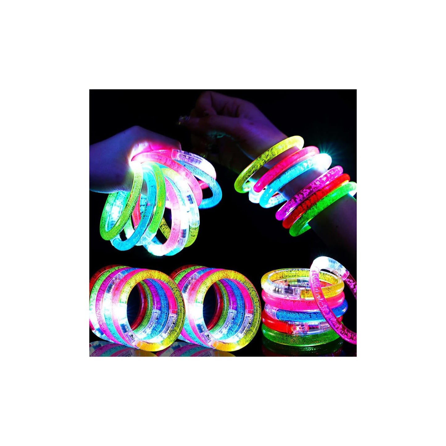 Mikulala 24Pcs Glow in the Dark Party Supplies for Kids/Adults, Flashing Light up Toys LED