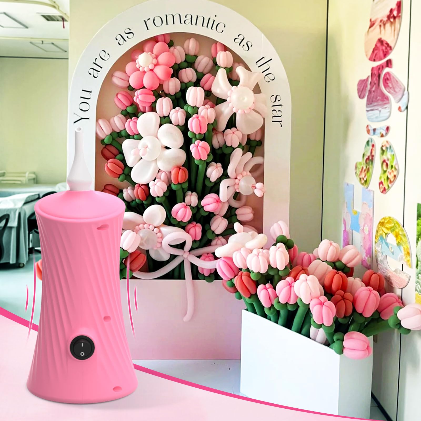 AXHJ Electric Air Balloon Pumps, Portable Balloon Inflators Blower Machine for Long Balloons, Foil